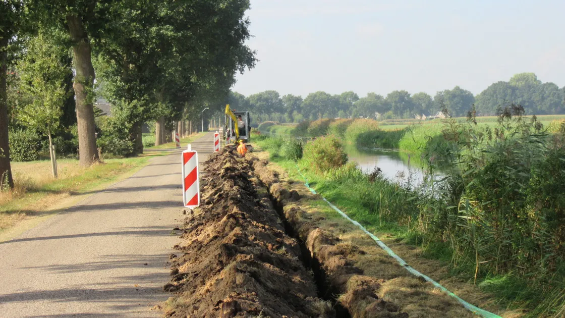 spoor aanleg glasvezel langs weg glasvezelbuitenaf