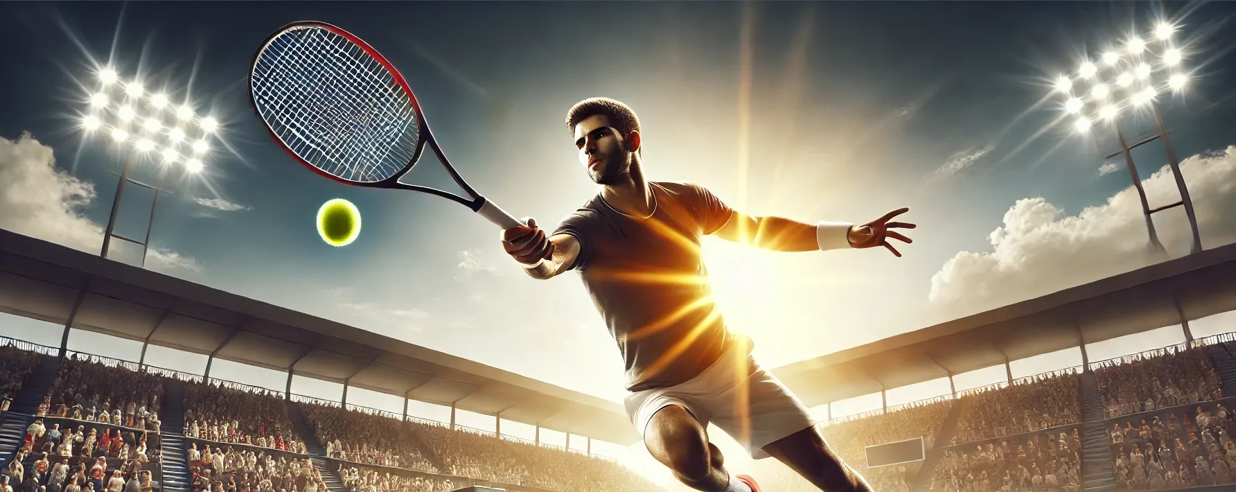 dalle 2024 09 16 152114 a realistic tennis scene featuring a professional tennis player in action hitting a powerful forehand on a sunlit outdoor hard court the player is i copy