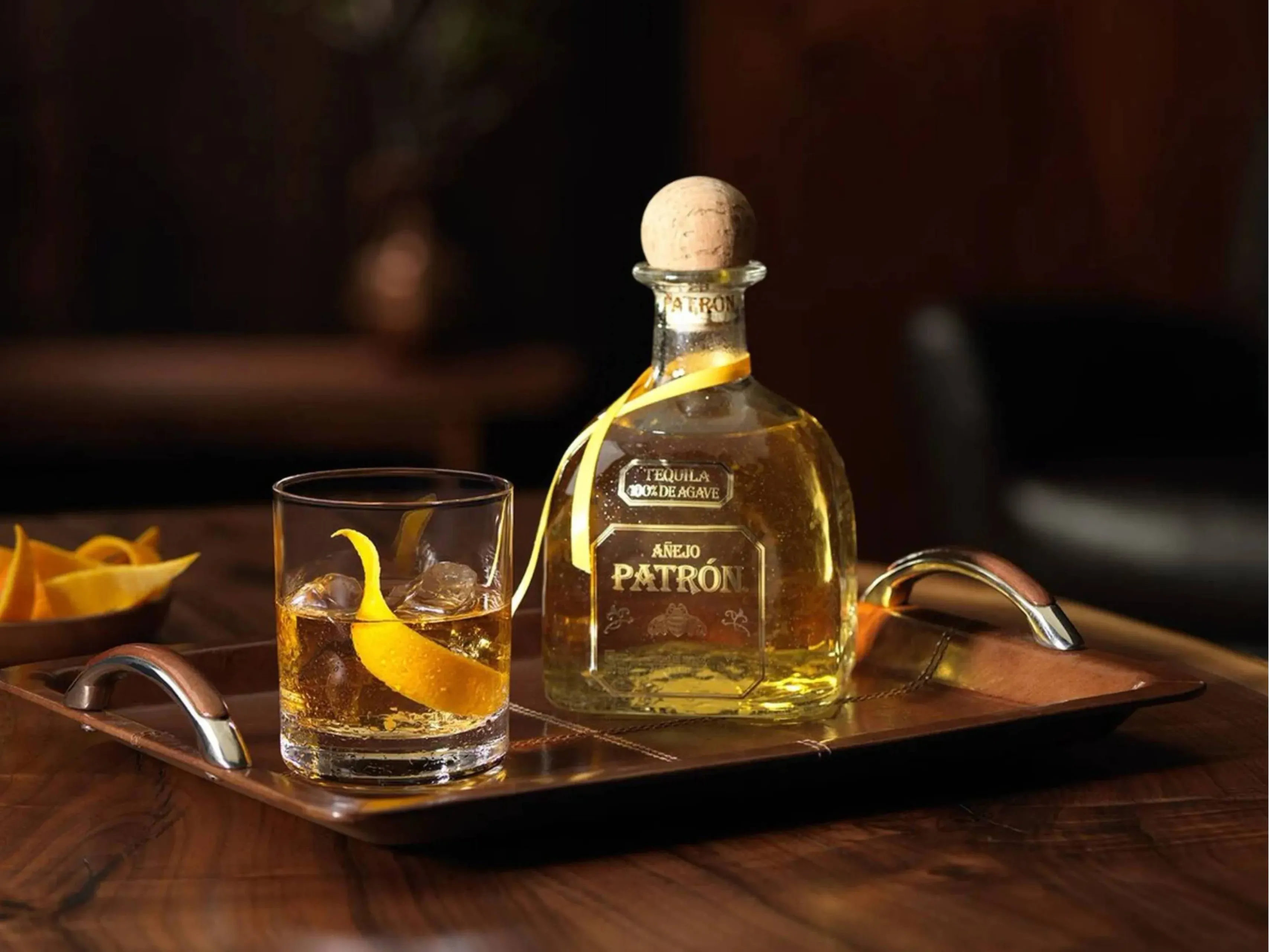 patron fles met glas