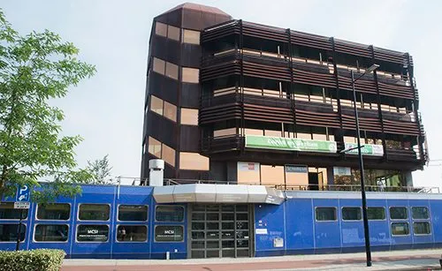 blauwe gebouw