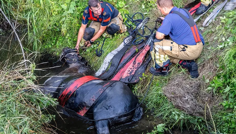 paard in sloot