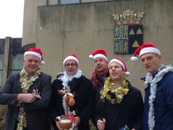 college in kerstsfeer