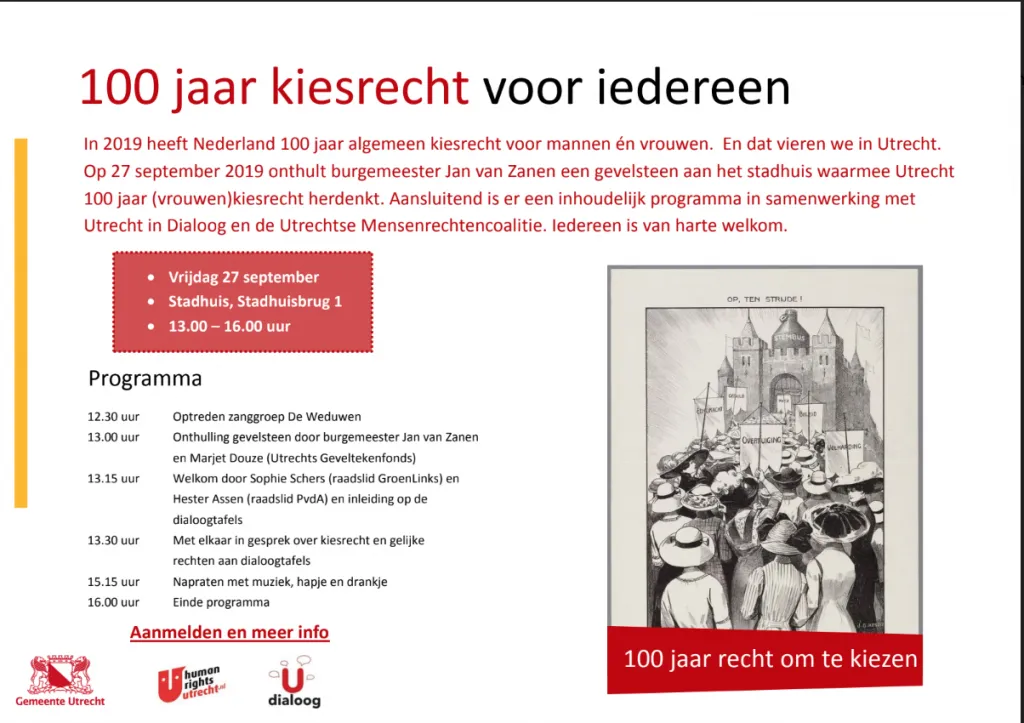 flyer 100 jaar kiesrecht voor iedereen