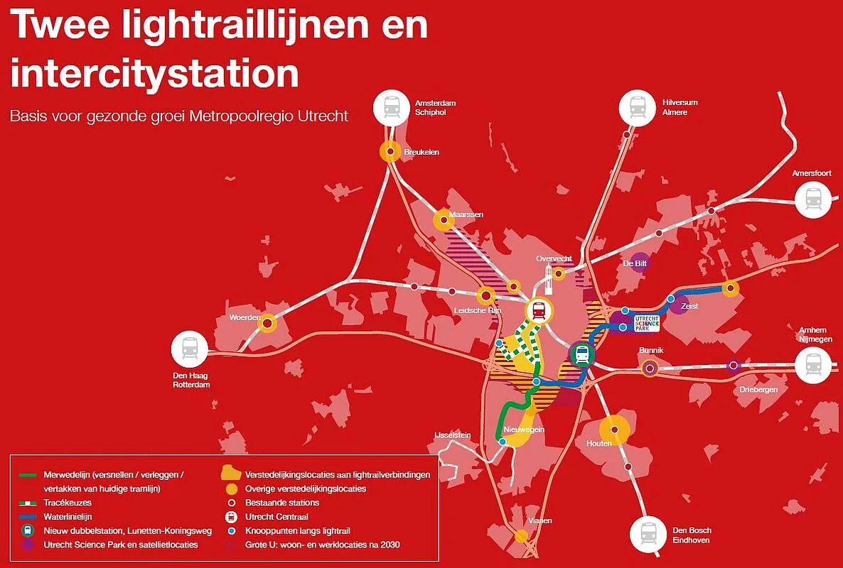 lightraillijnen en intercitystation
