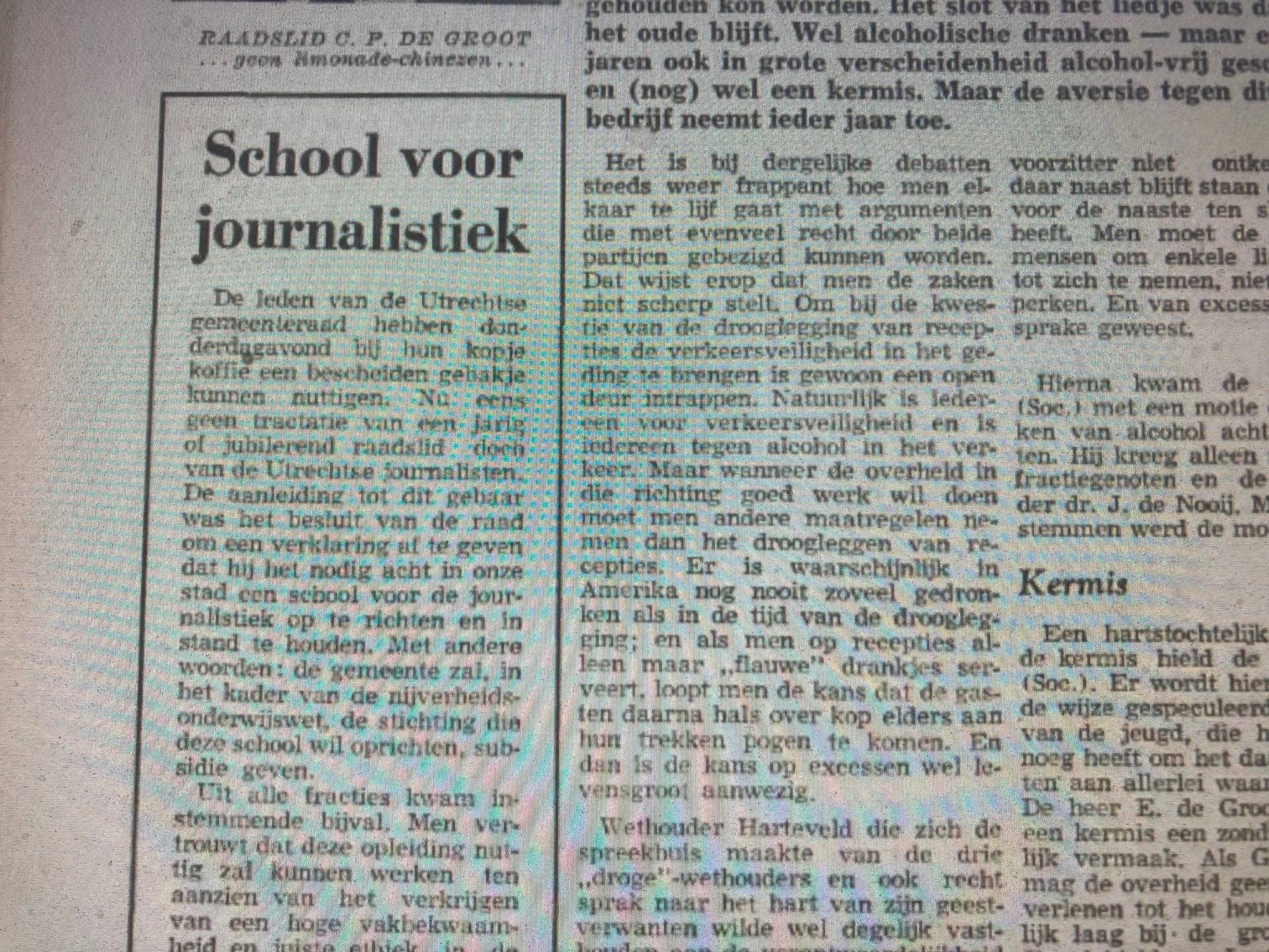 oprichting school voor journalistiek