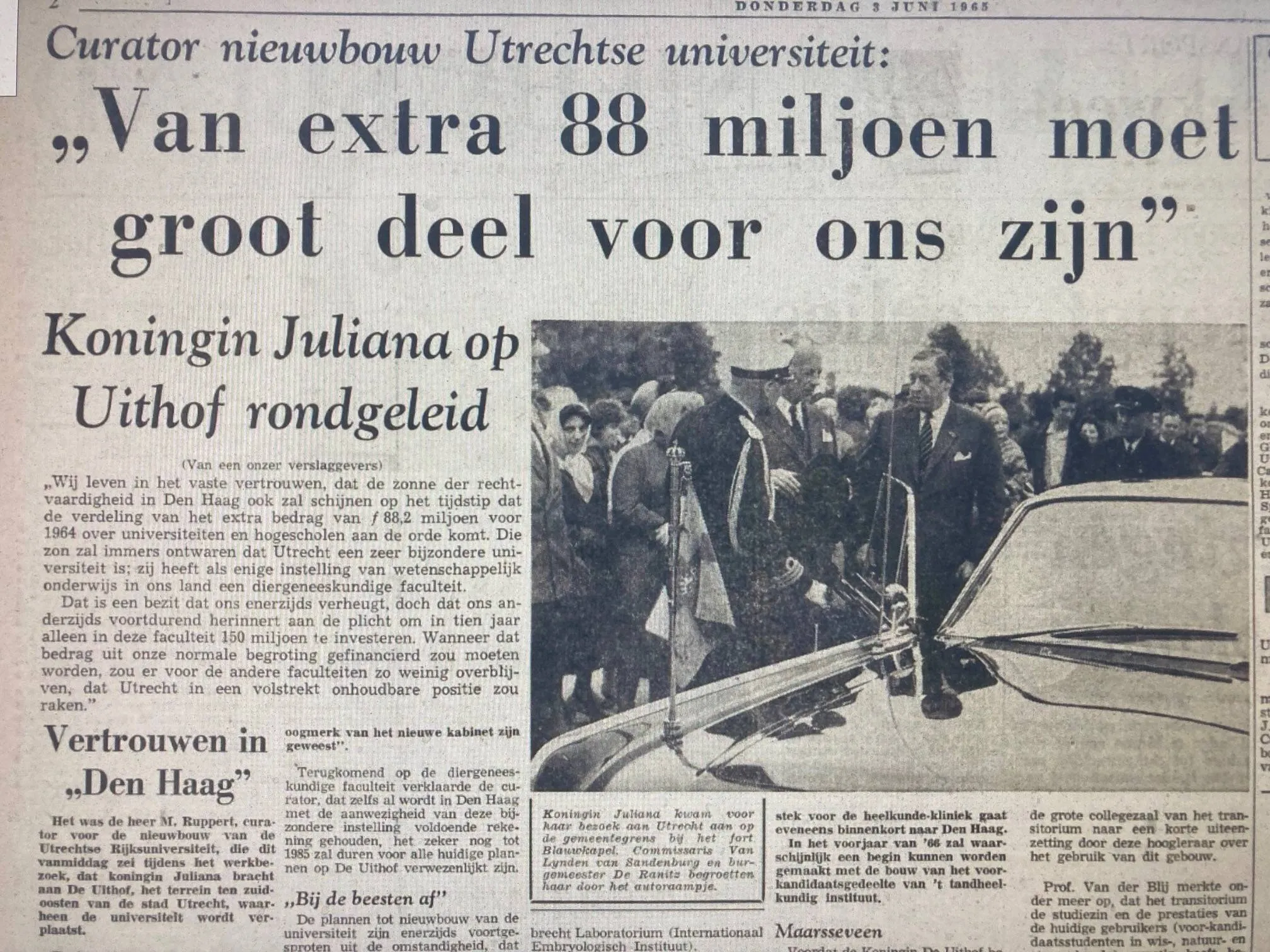 koningin op bezoek uithof