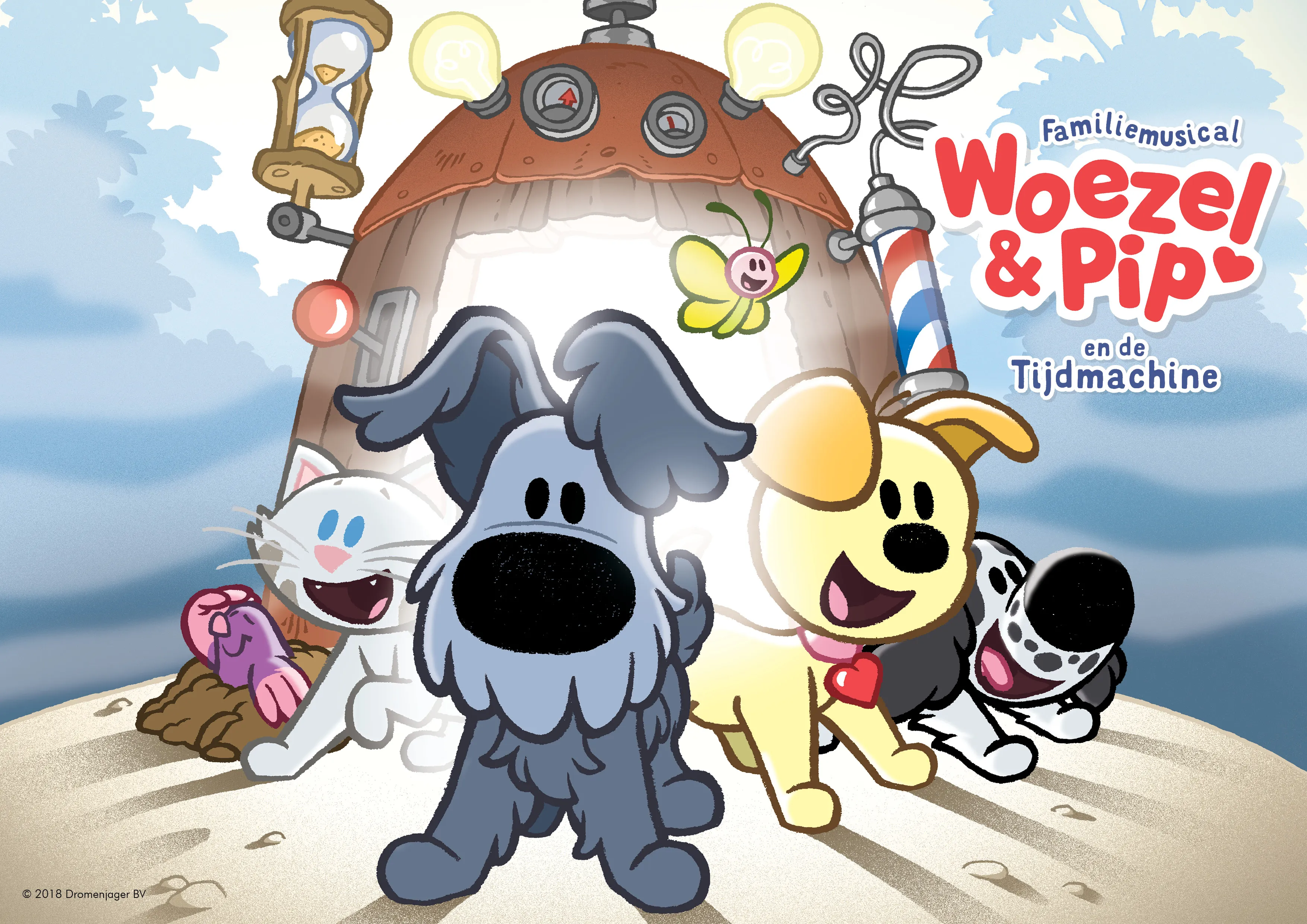 promobeeld woezel pip en de tijdmachine liggend met logo credits dromenjager bv