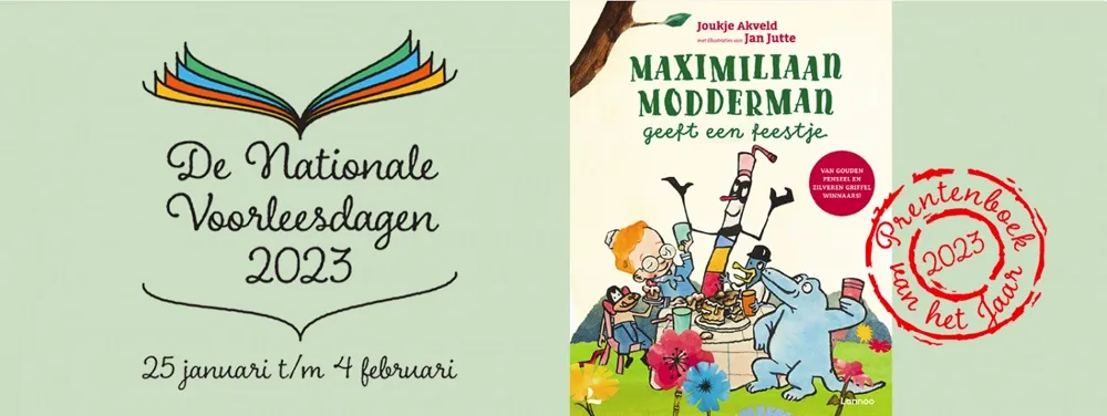 de nationale voorleesdagen logo en prentenboek