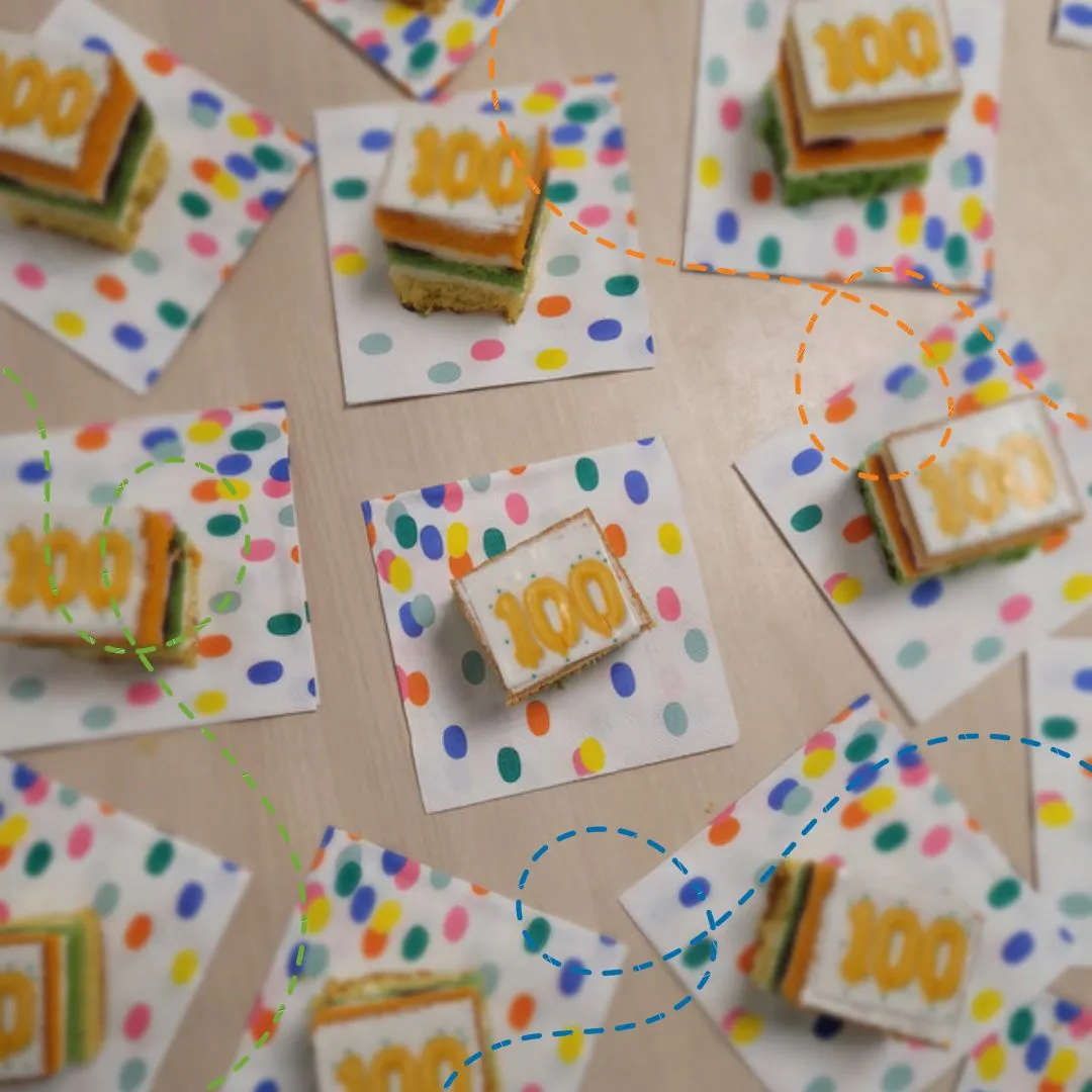 gebak 100 leerlingen