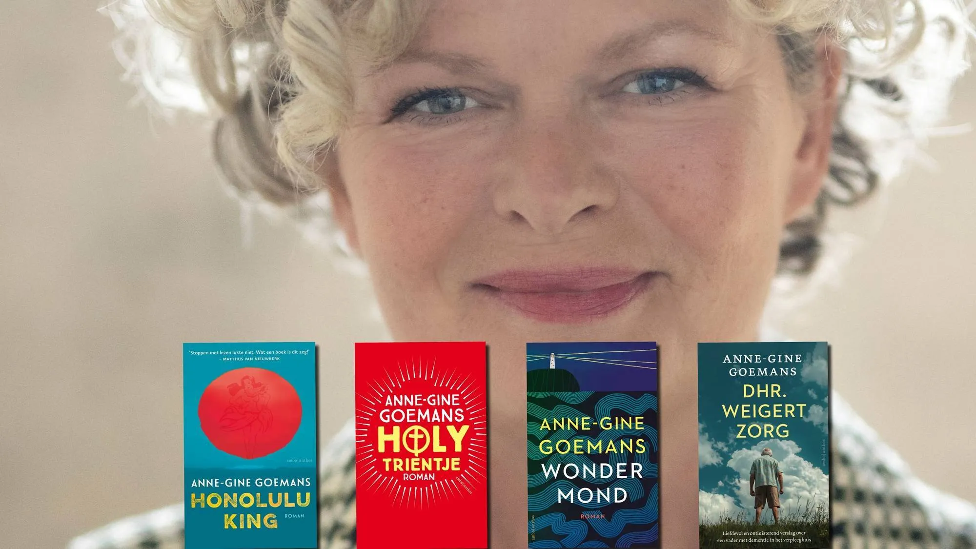 Anne-Gine Goemans met boekcovers