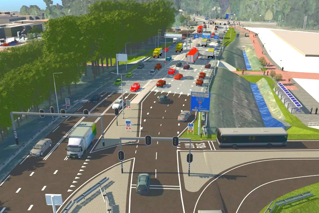 impressie van aansluiting busbaan