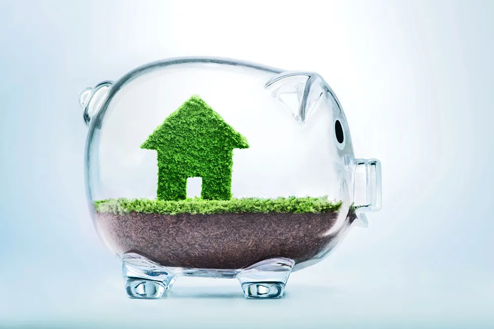 spaarpot met groen huis