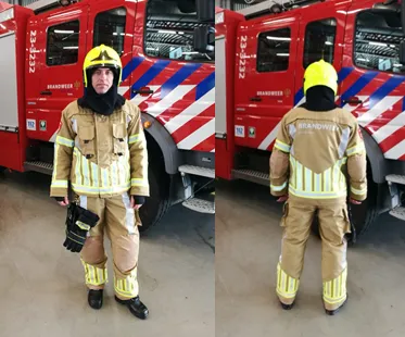 uitrukkleding voor en achterkant