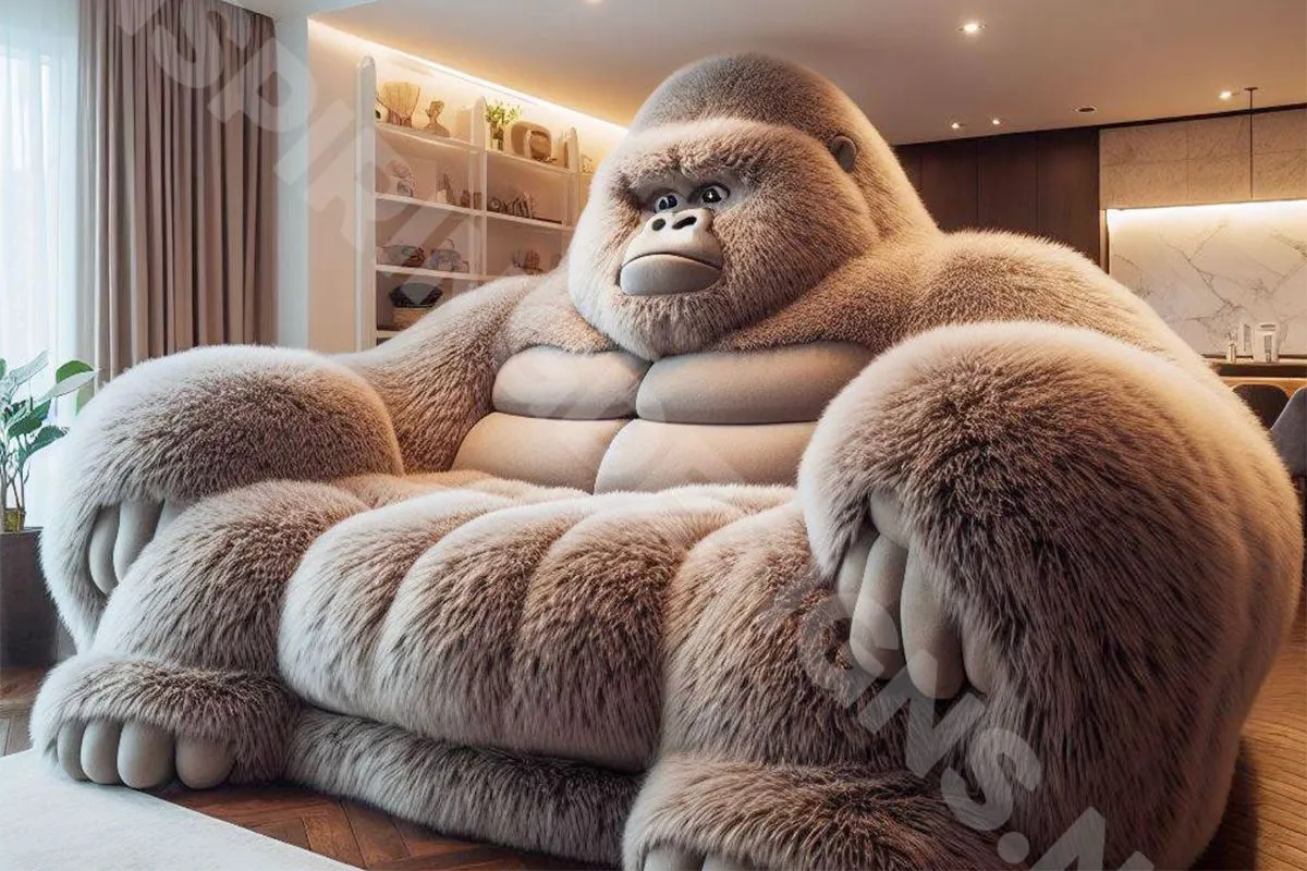 thumb viraal een gorilla als bank in je kamer