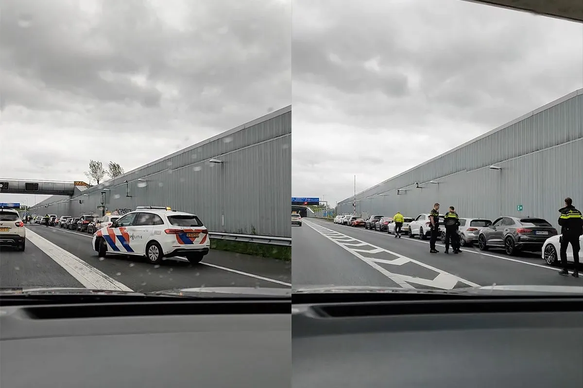 thumb vk politie zet alle autos van bruiloftsstoet aan de kant op vluchtstrook van a4