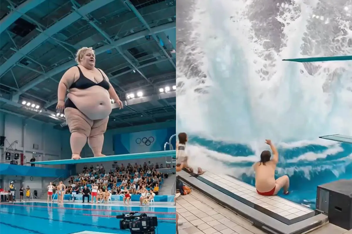 thumb vk obese vrouw springt van springplank maar is dat wel echt