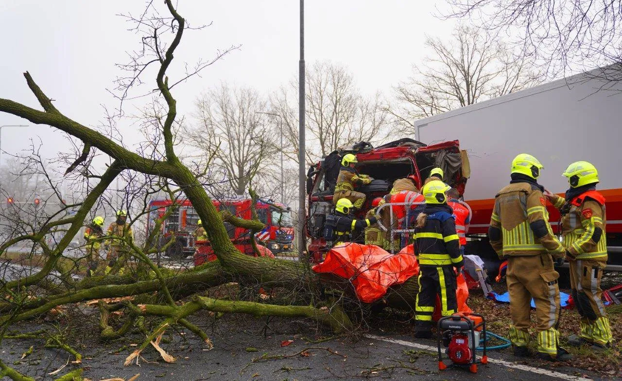 2025 02 05 meesters multi media fotos vrachtwagen tegen boom n65 biezenmortel chauffeur overleden5