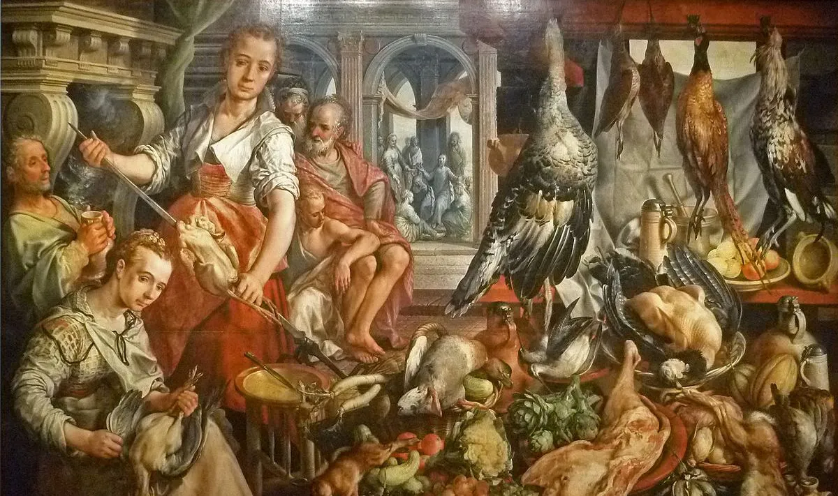 prent de welvoorziene keuken joachim beuckelaer 1566