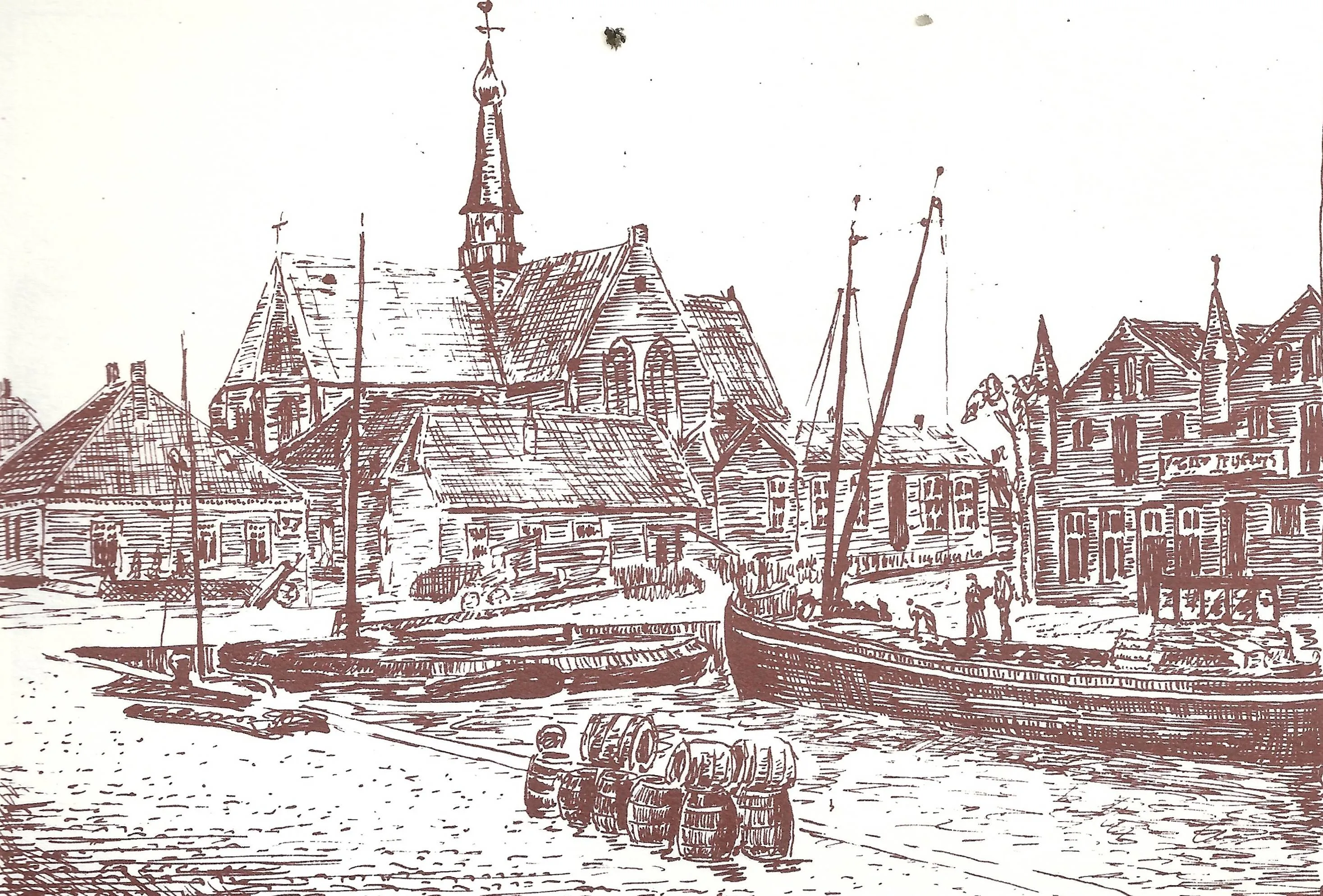 tekening haven waalwijk ca 1930