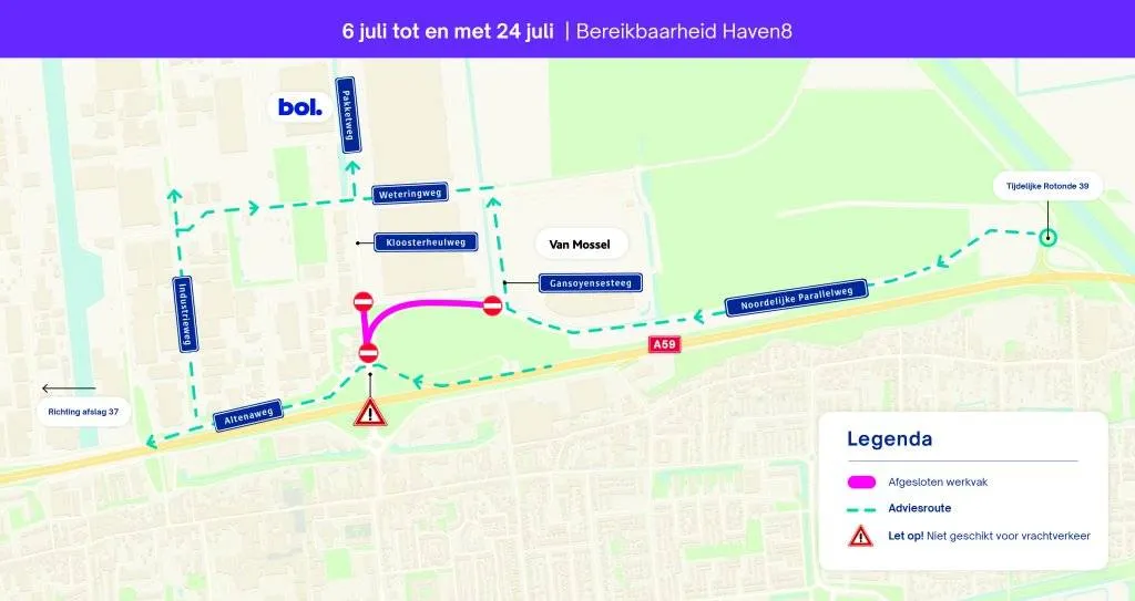 Route afsluiting Kloosterheulweg