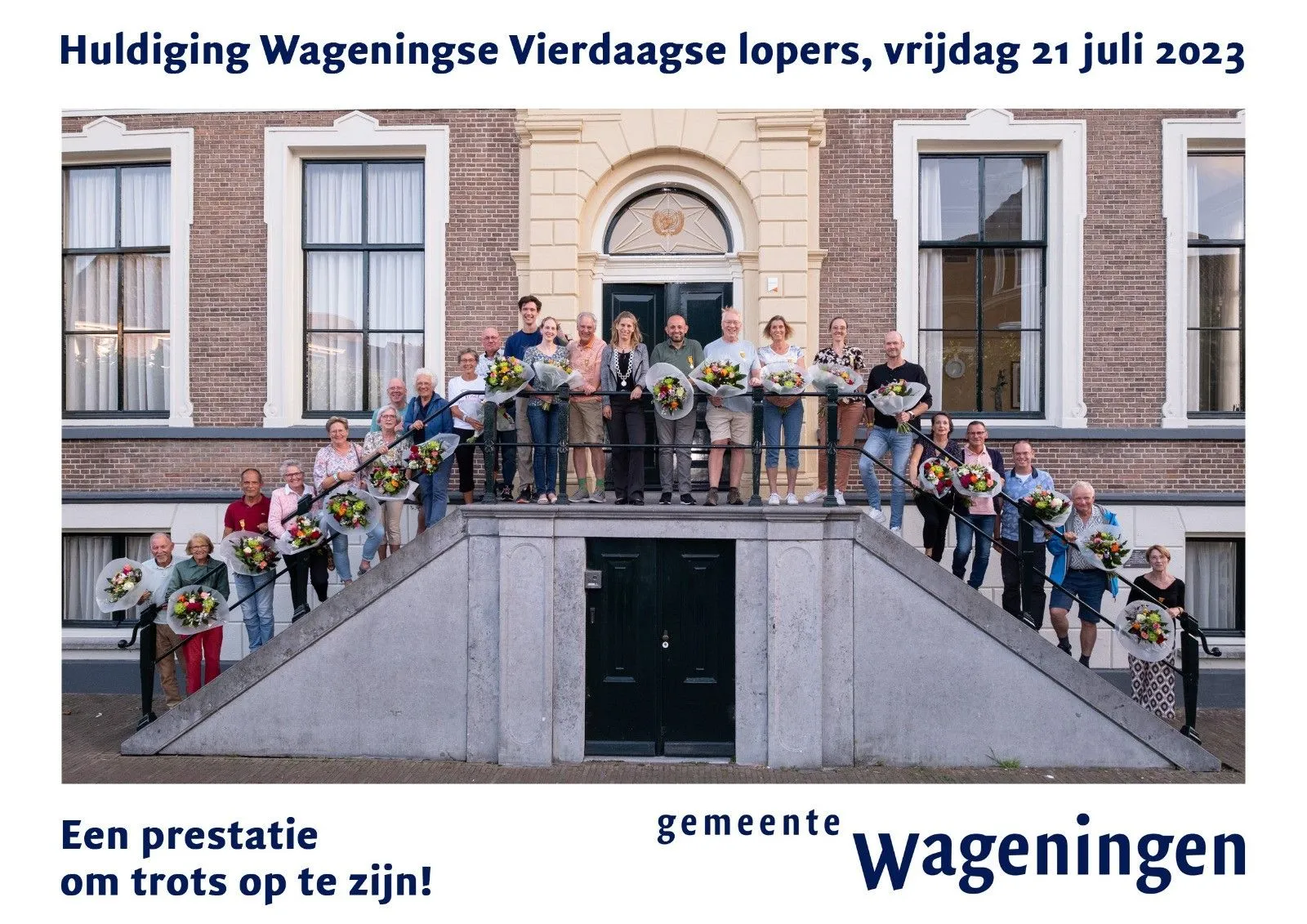 groepsfoto huldiging wageningse 4daagselopers 2023