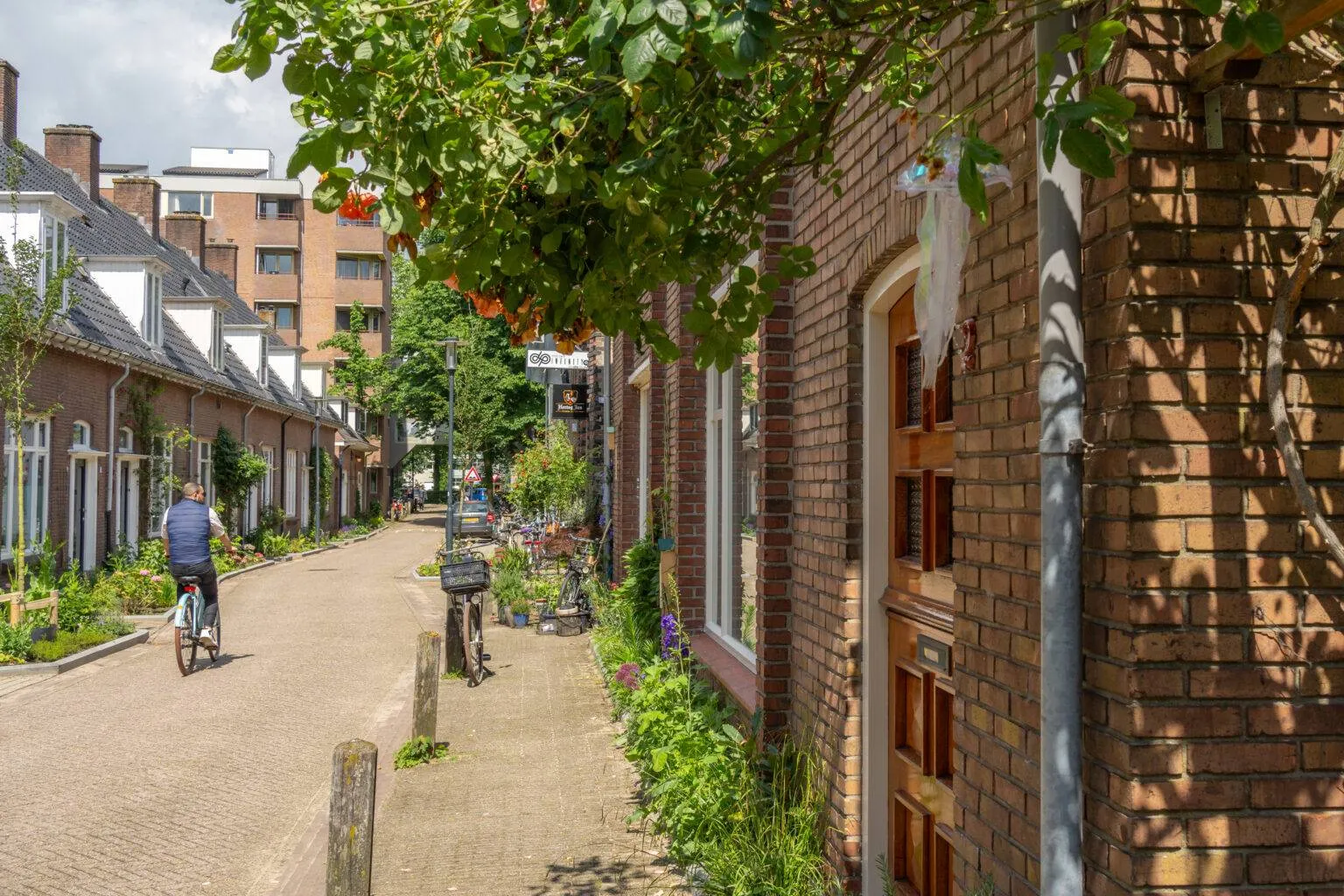 Binnenstad-huizen-fietsersgemeente Wageningen