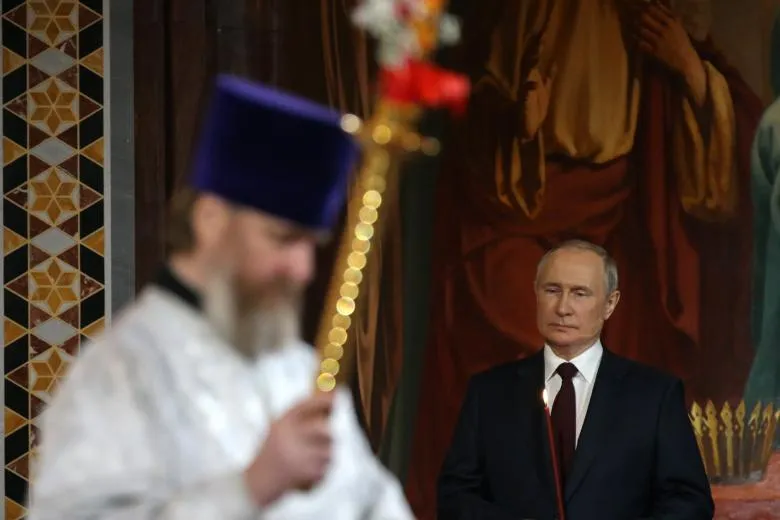 president putin of russia attends orthodox easter mass led by pat