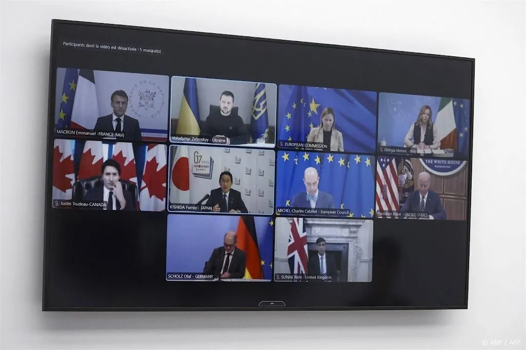 zelensky aan g7 rusland rekent erop dat steun oekraine instort1701887399