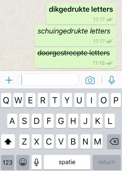 voorbeeld letters whatsapp