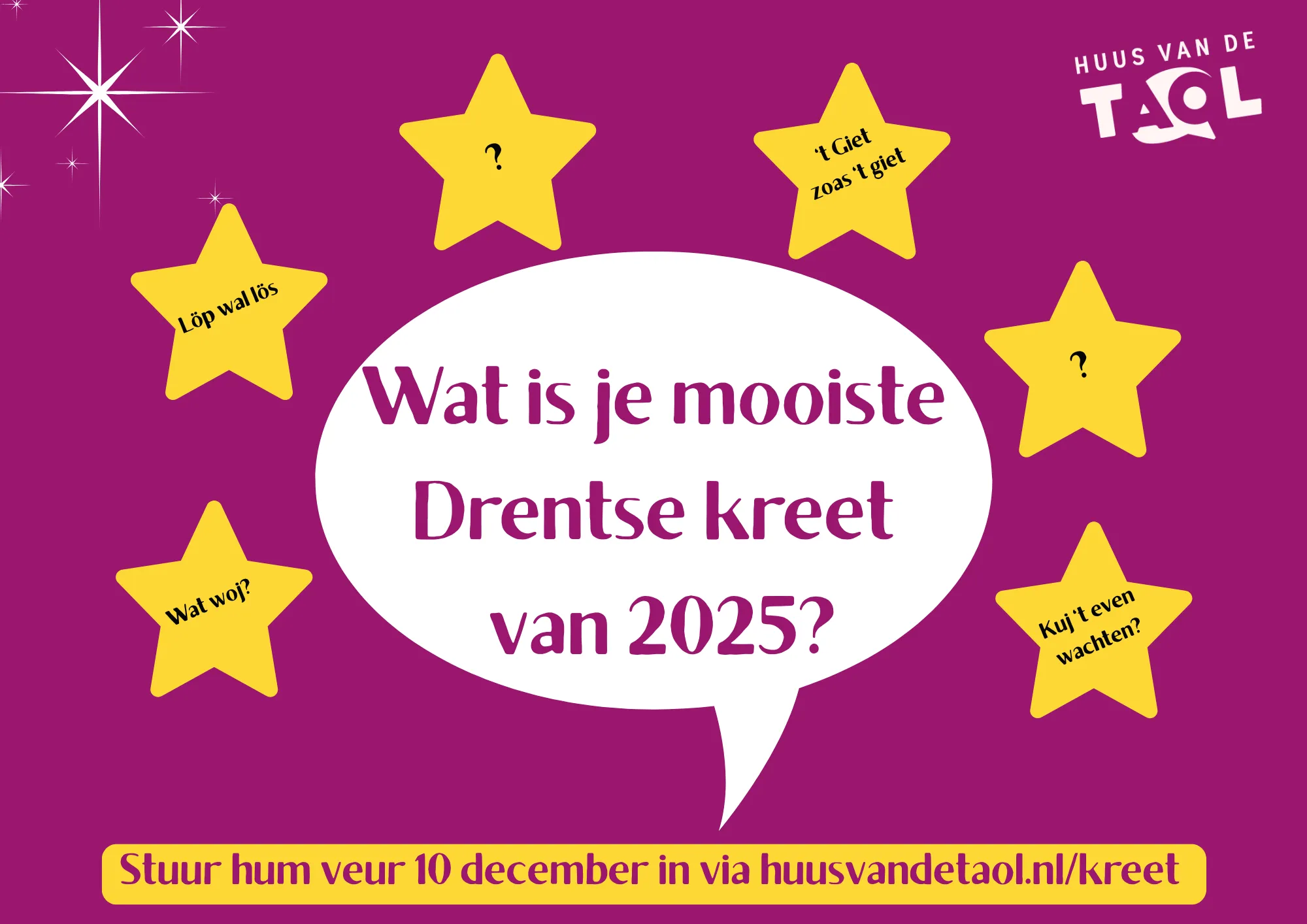 HvdT Mooiste Drentse kreet van 2025 Huus van de Taol