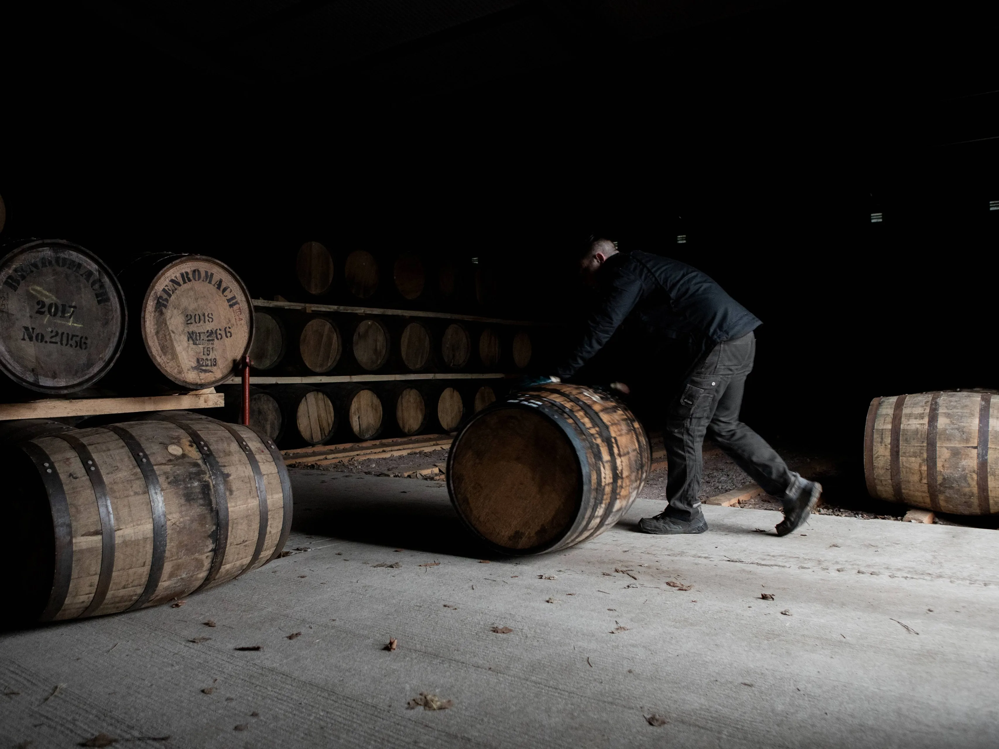 benromach distillery cask rolling