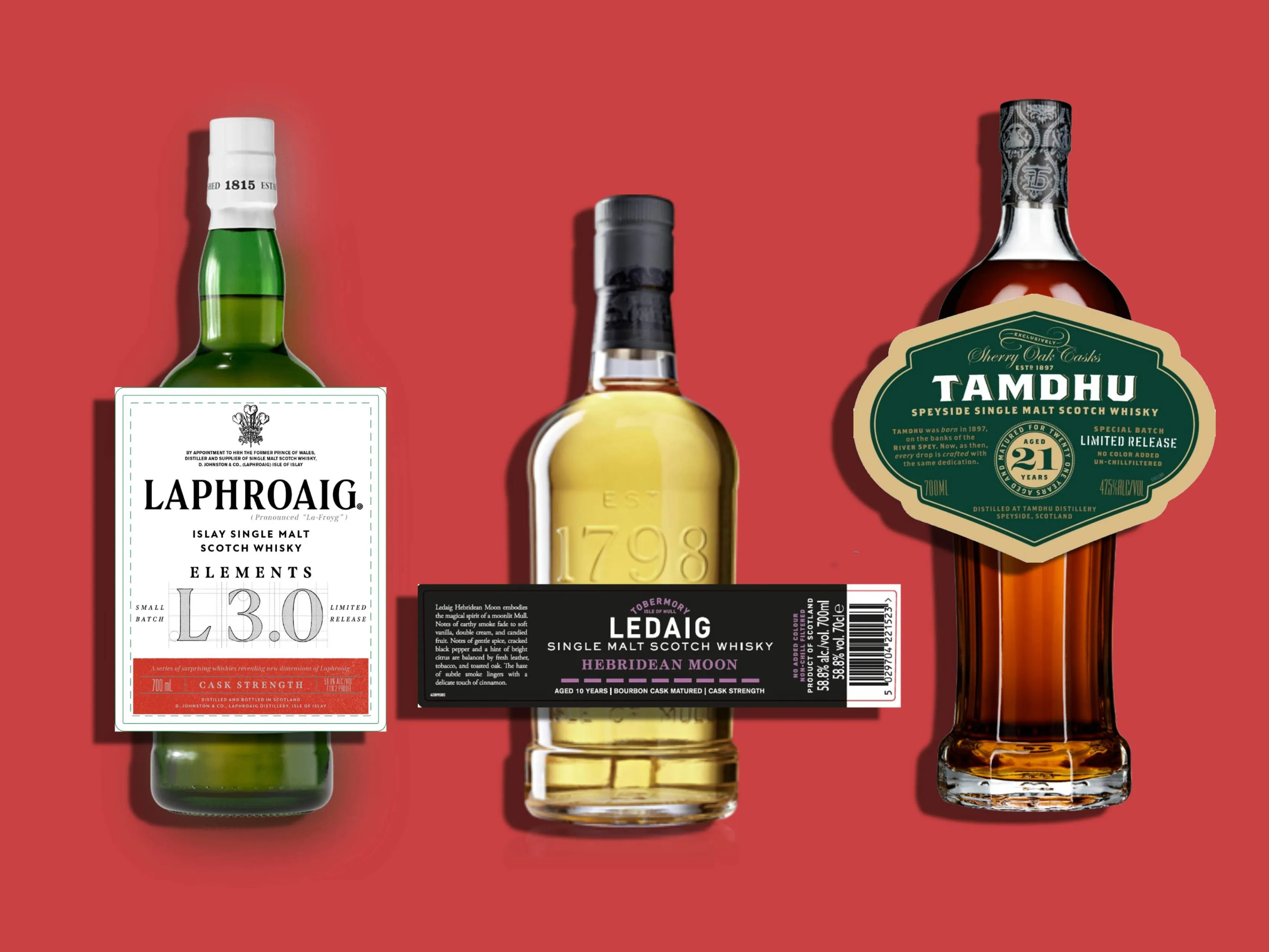 whiskylabels laphroag ledaig en tamdhu