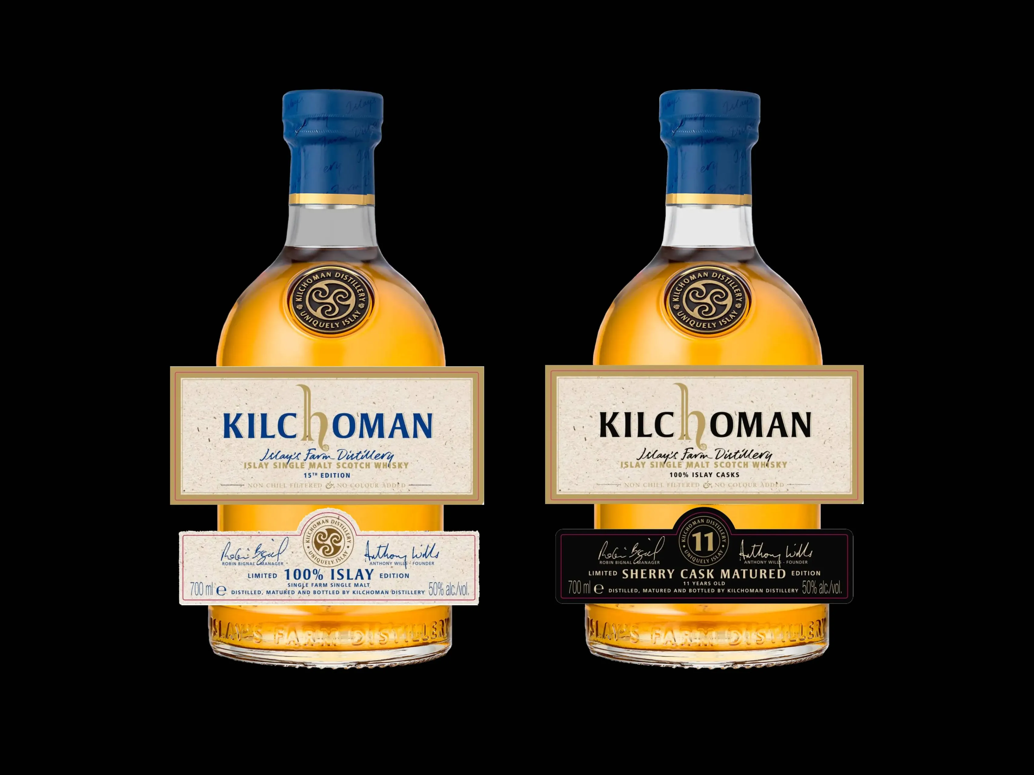 Kilchoman Islay whisky bottles