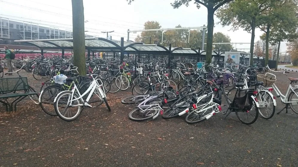 fietsen station bezaaid