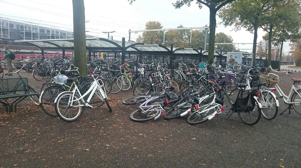 fietsen station bezaaid
