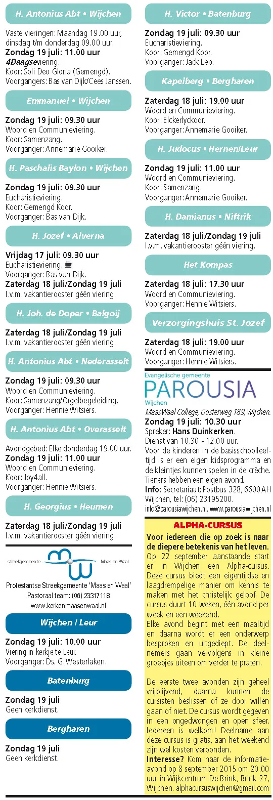 kerkberichten wijchen 150715