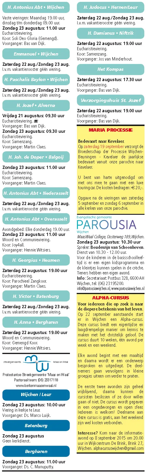 kerkberichten wijchen 190815
