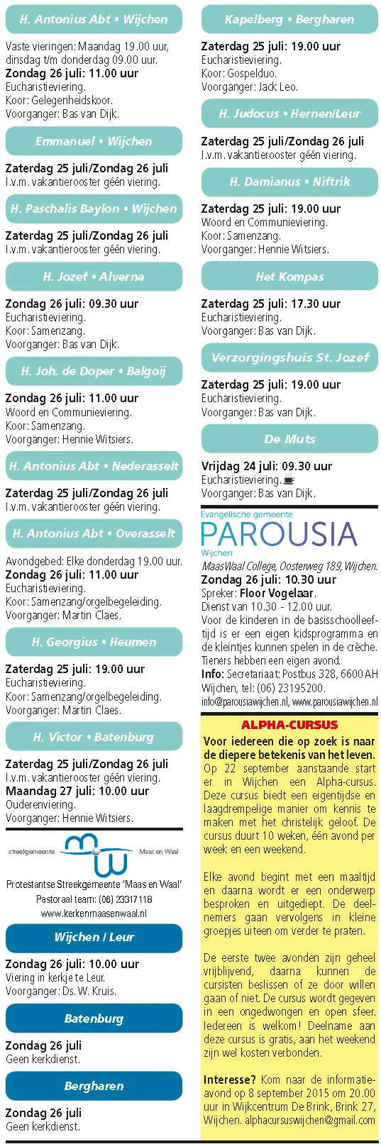 kerkberichten wijchen 220715