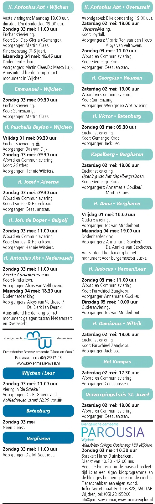 kerkberichten wijchen 290415