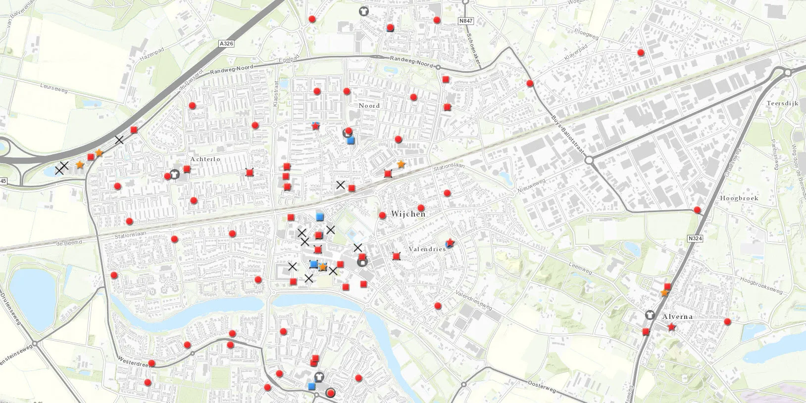 overzicht afvalcontainers