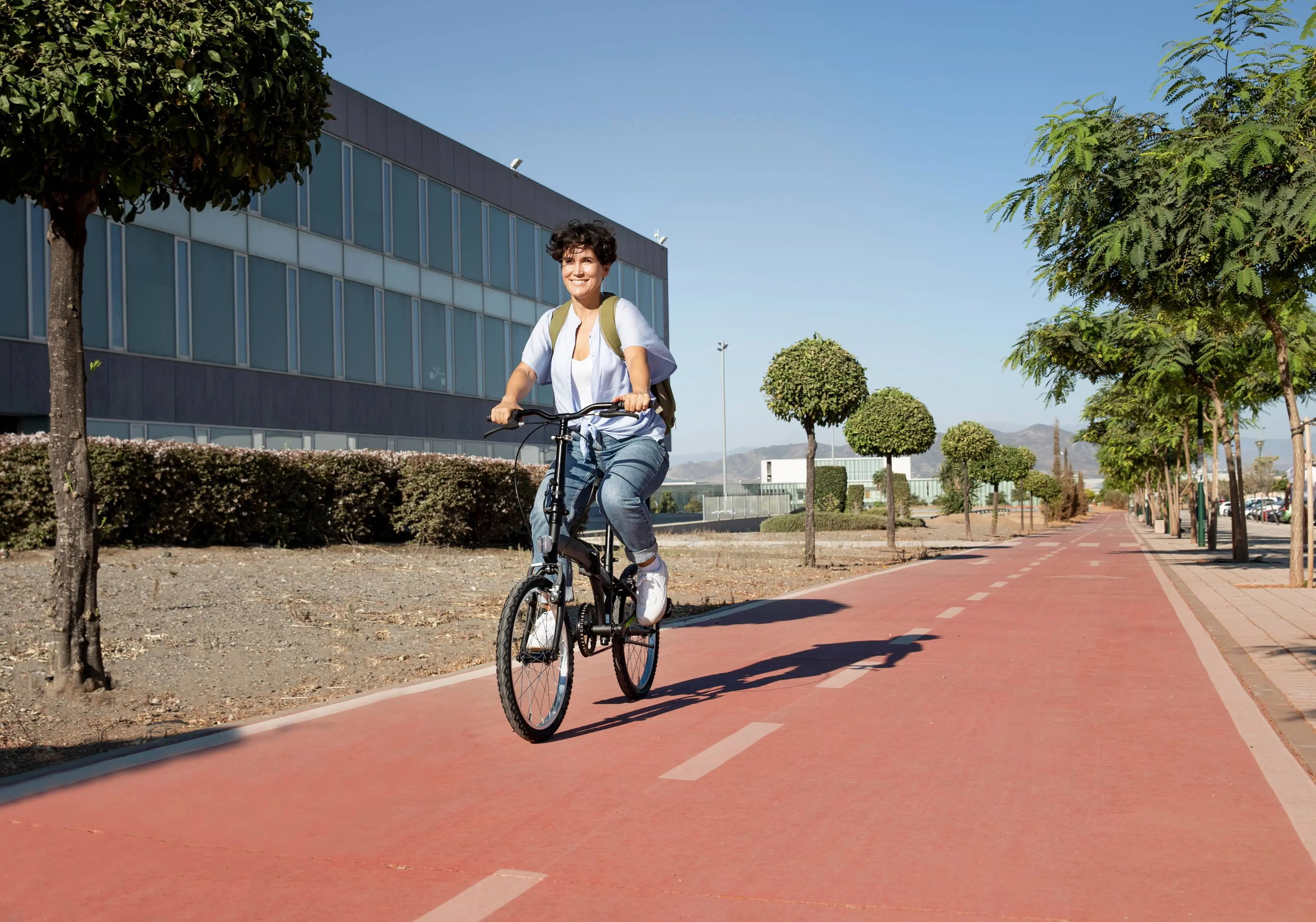young-woman-using-her-folding-bike