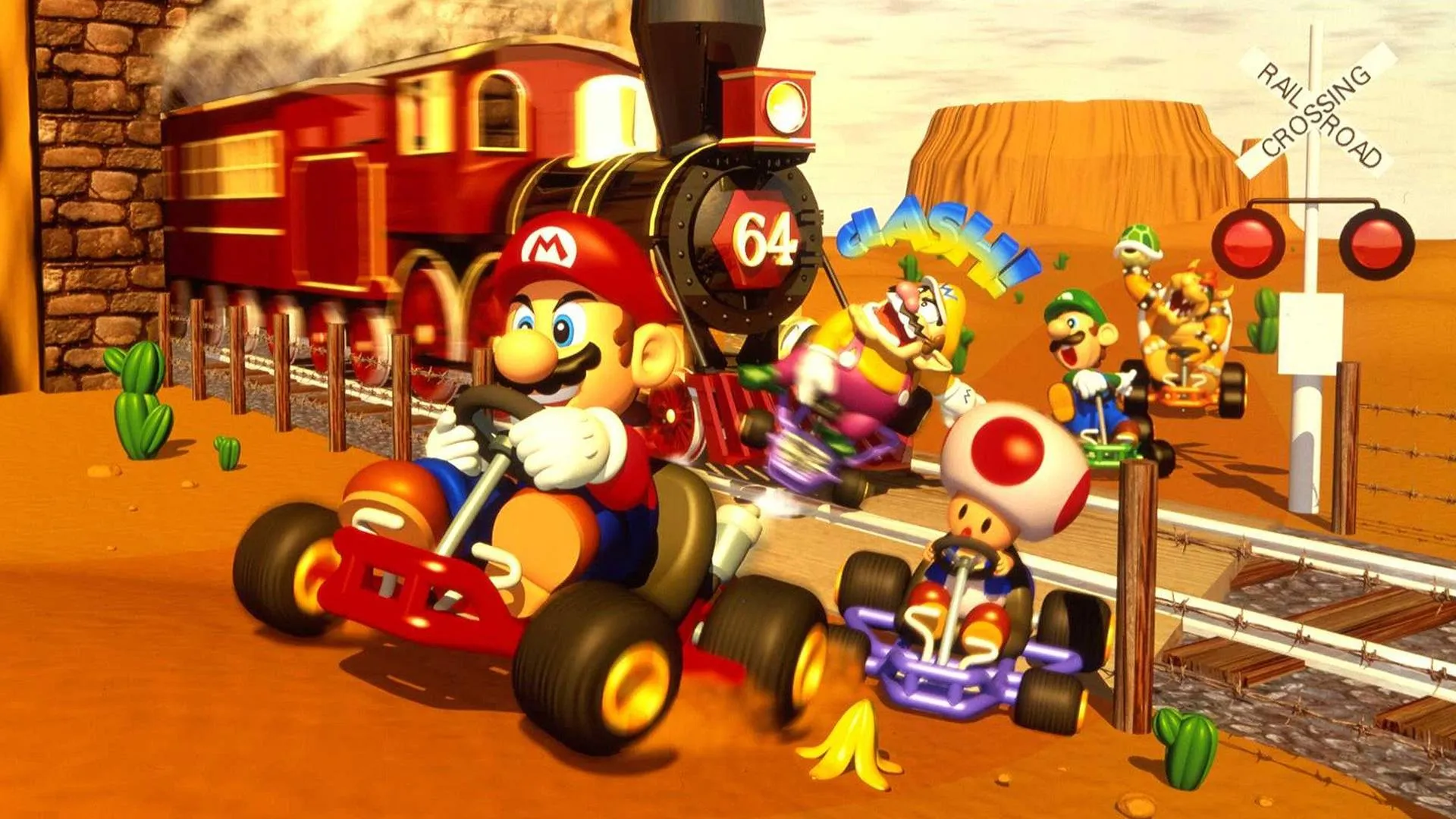 mario kart 64 nintendo 64 art banner