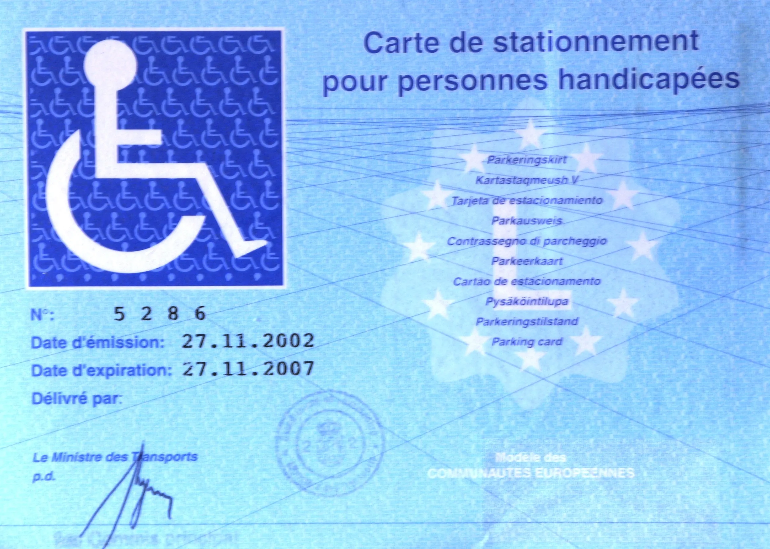 autorisation de stationnement