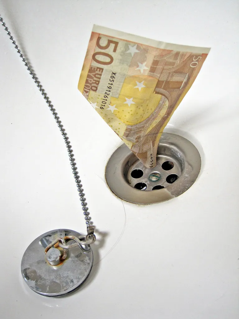 down the drain