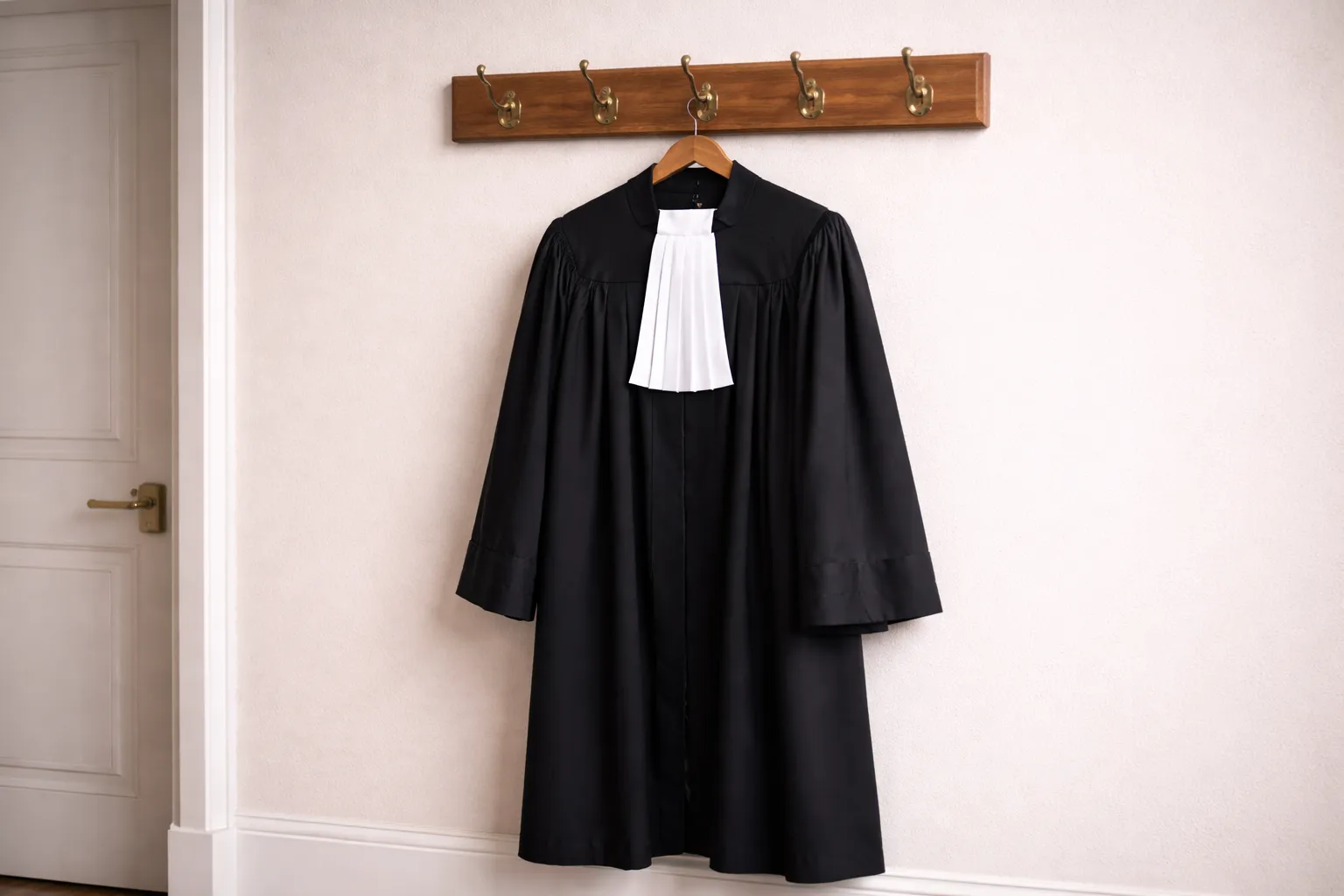 Zwarte toga aan houten kapstok