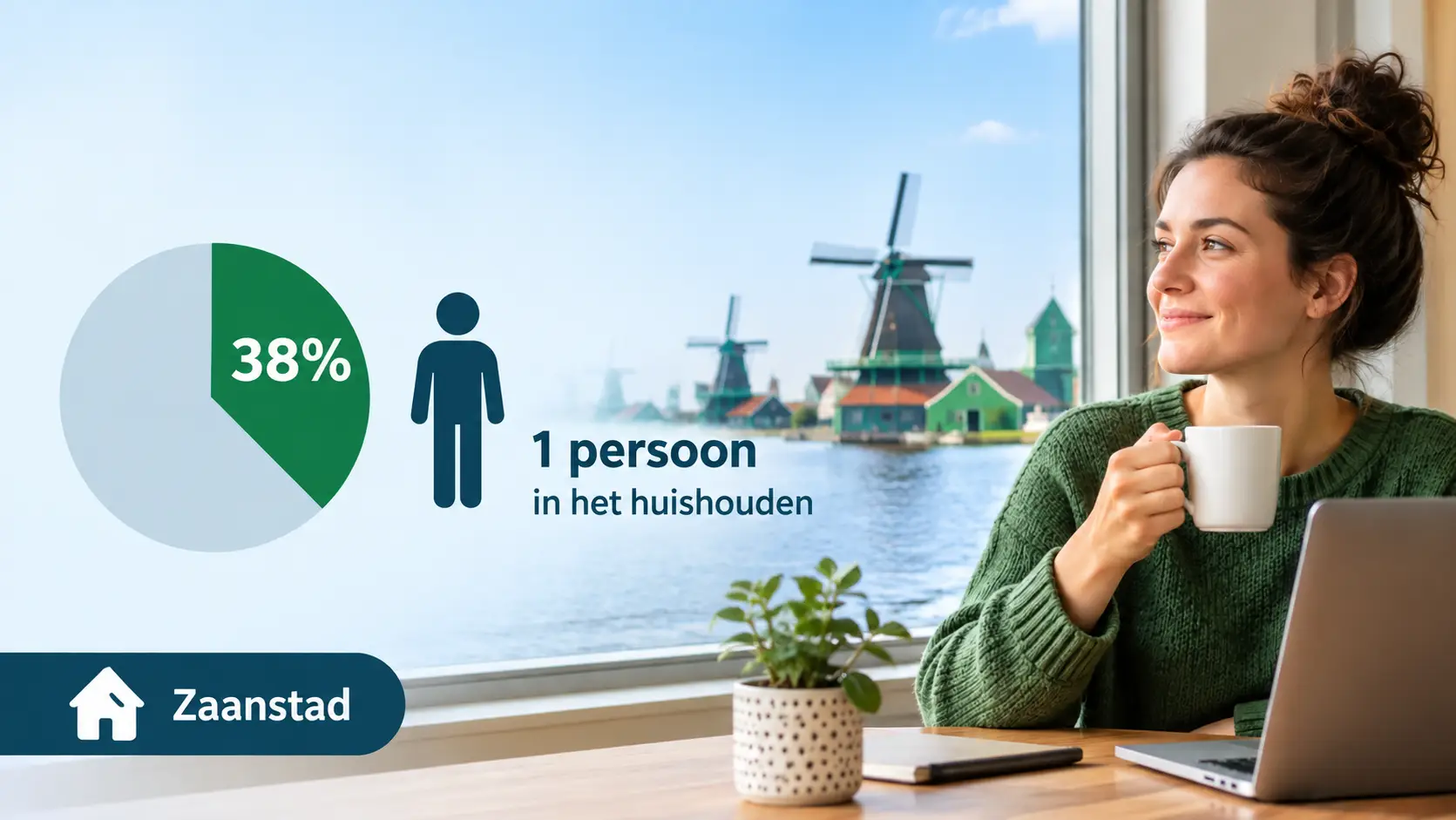 38% Eénpersoonshuishoudens in Zaanstad