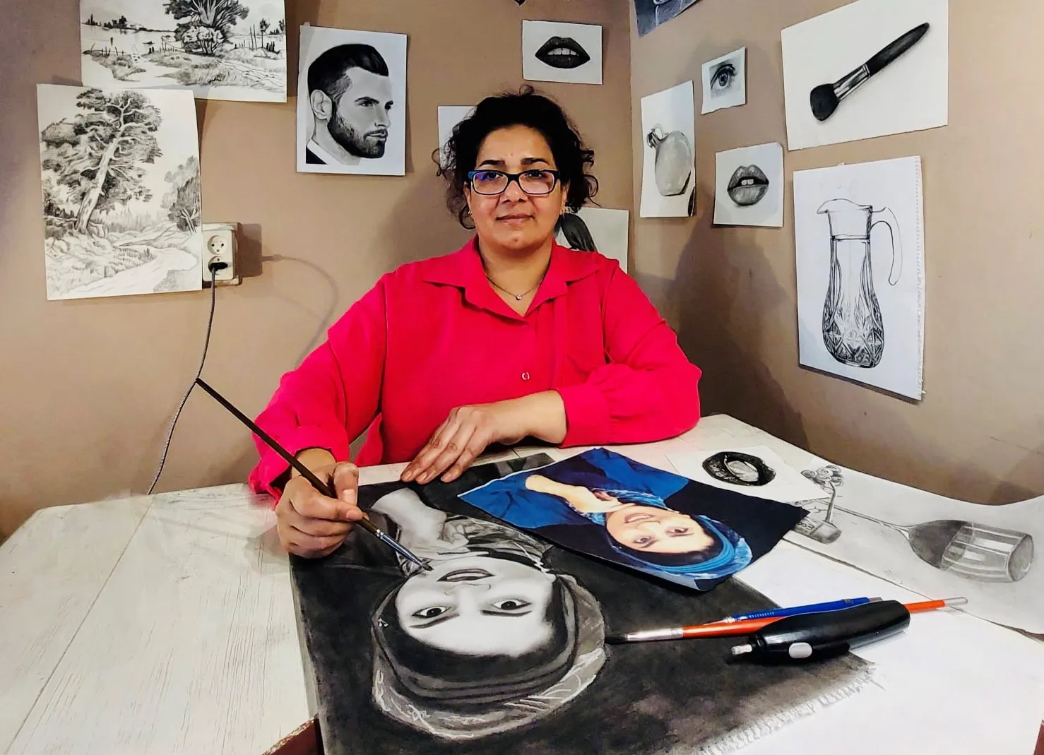 leer portrettekenen bij de piezo ambachtenwerkplaats foto stichting piezo