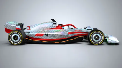 Het oranje gekleurde deel van de 2022-bolide die hierboven is afgebeeld moet het grondeffect teweegbrengen bij de nieuwe generatie Formule 1-bolides. (Foto: Formula One Group)