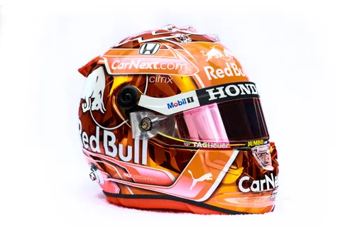 Verstappens helm tijdens de Grand Prix van België.<br>