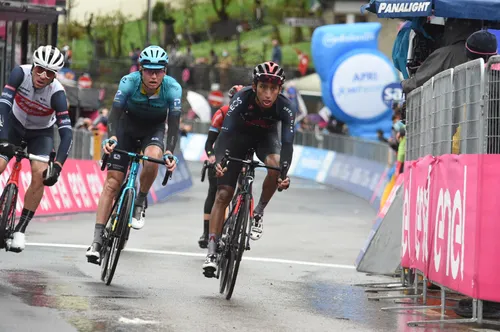 Ciccone met Aleksandr Vlasov en Egan Bernal in de Giro van 2021